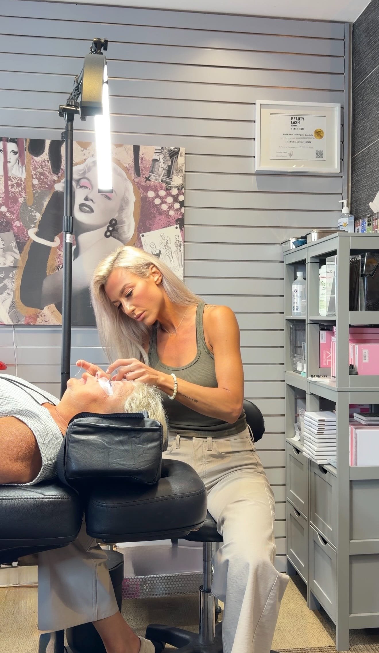 Reine at work inside the Paradis studio at The Club at White Oaks
